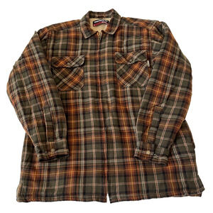 Wolverine Mens Flannel Full Zip Fleece Lined Jacket Sz L Plaid Shacket